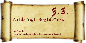 Zalányi Boglárka névjegykártya
